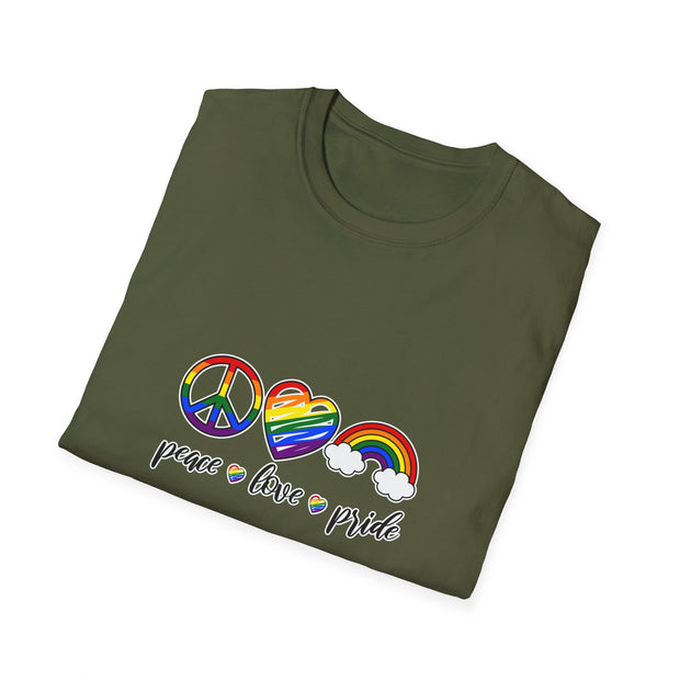 Peace Love and Pride Unisex Softstyle T-Shirt