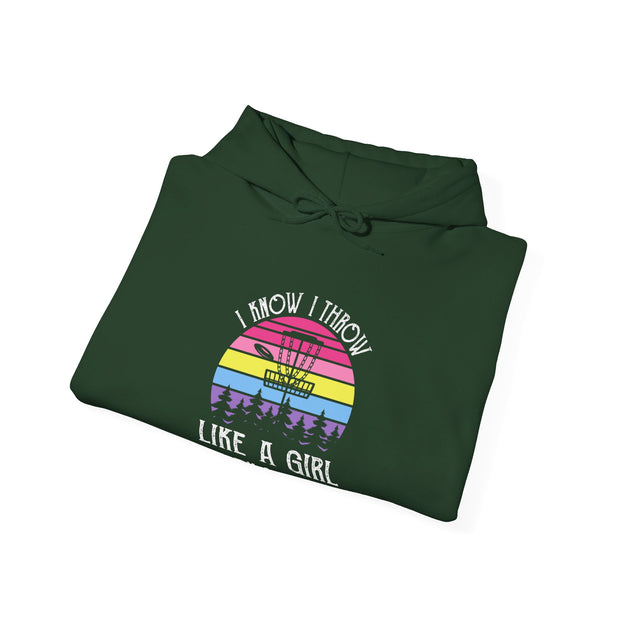 I Know I Throw Like A Girl Unisex Heavy Blend™ Hooded Sweatshirt