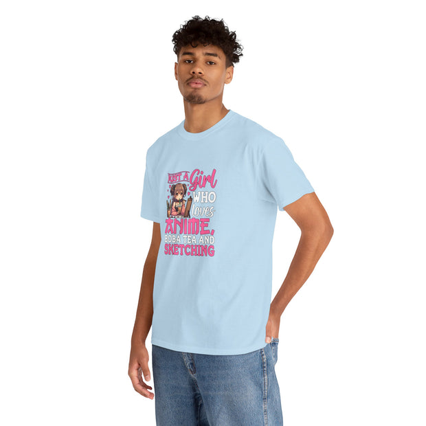 Anime, Boba, Sketching Unisex Heavy Cotton Tee