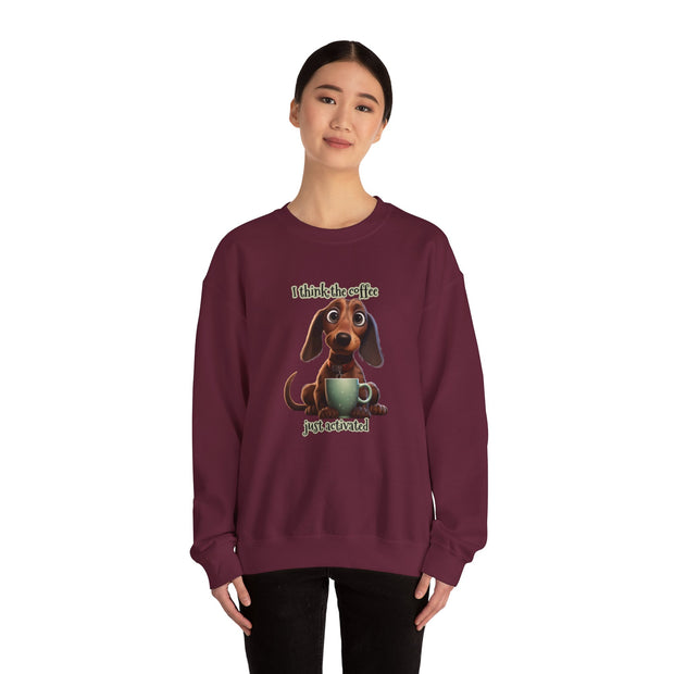 Funny Coffee Dog Unisex Heavy Blend™ Crewneck Sweatshirt