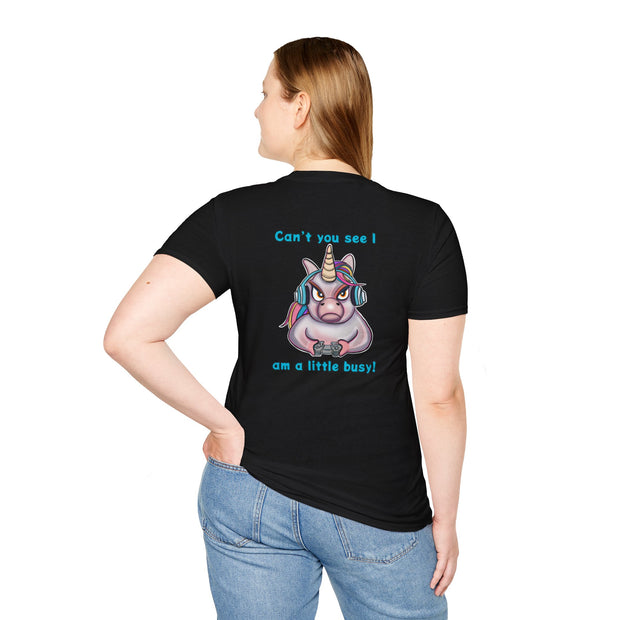 Busy Gaming Unicorn Unisex Softstyle T-Shirt