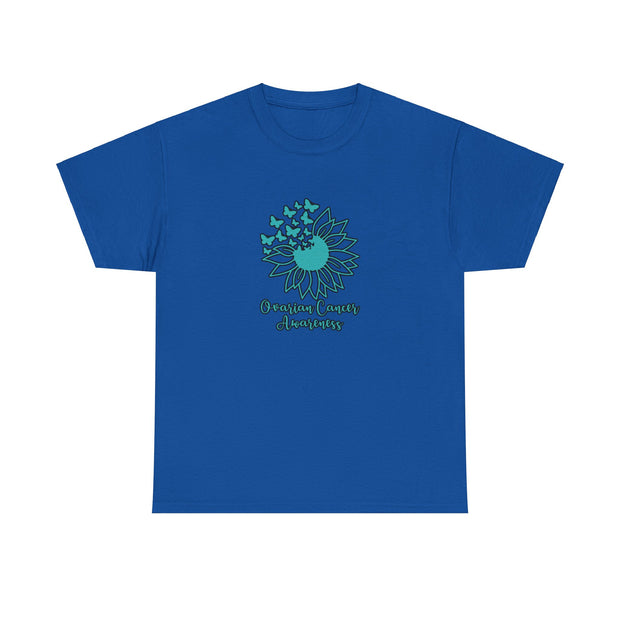 Ovarian Cancer Sunflower Unisex Heavy Cotton Tee