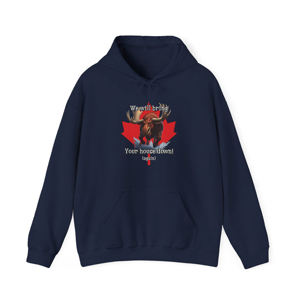Hooded Sweatshirt Charging Moose Maple Leaf Canada Pride