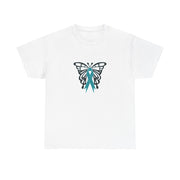 Butterfly Teal Ribbon Unisex Heavy Cotton Tee