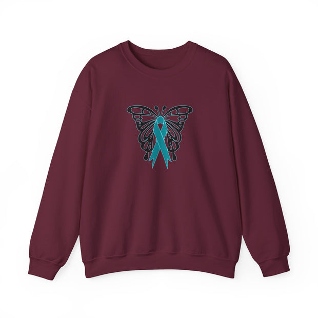 Ovarian Cancer Butterfly Unisex Heavy Blend™ Crewneck Sweatshirt