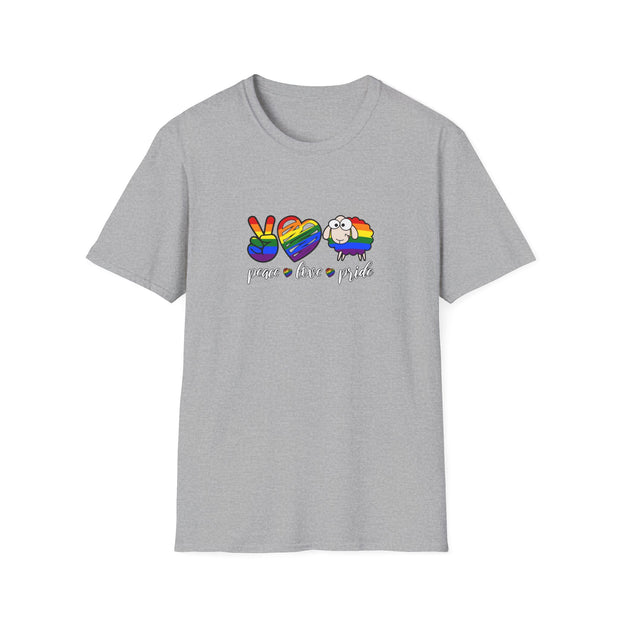 Peace Love and Pride Unisex Softstyle T-Shirt