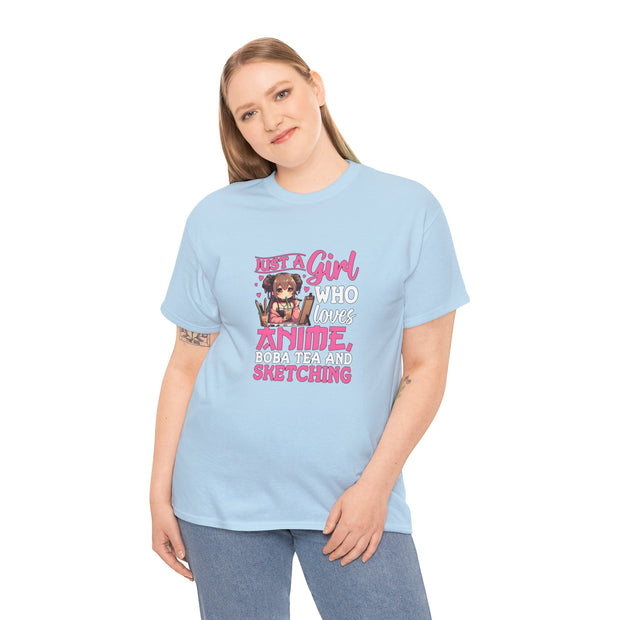 Anime, Boba, Sketching Unisex Heavy Cotton Tee