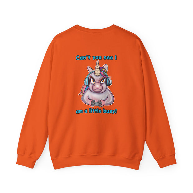 Busy Gaming Unicorn Unisex Heavy Blend™ Crewneck Sweatshirt