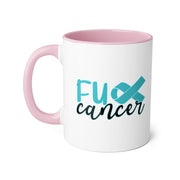 Fuck Cancer Accent Mugs, 11oz