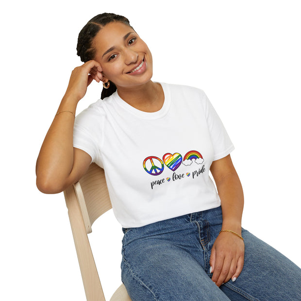 Peace Love and Pride Unisex Softstyle T-Shirt