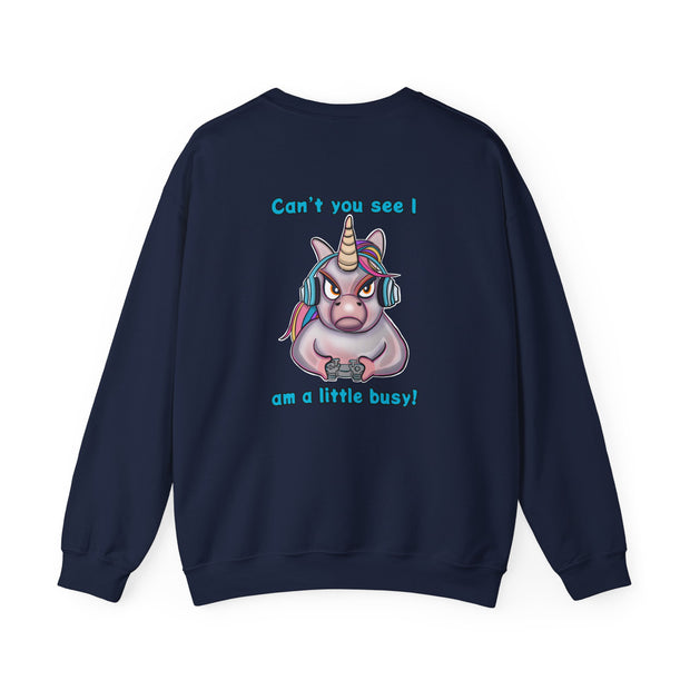 Busy Gaming Unicorn Unisex Heavy Blend™ Crewneck Sweatshirt