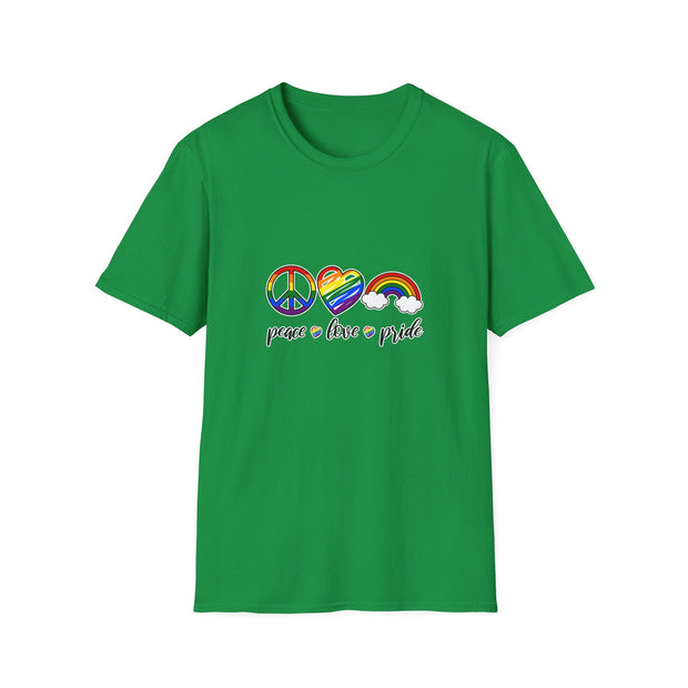 Peace Love and Pride Unisex Softstyle T-Shirt