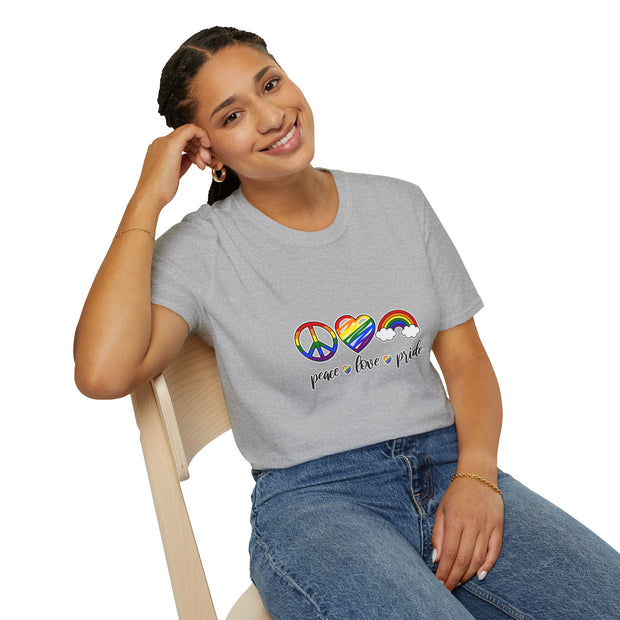 Peace Love and Pride Unisex Softstyle T-Shirt