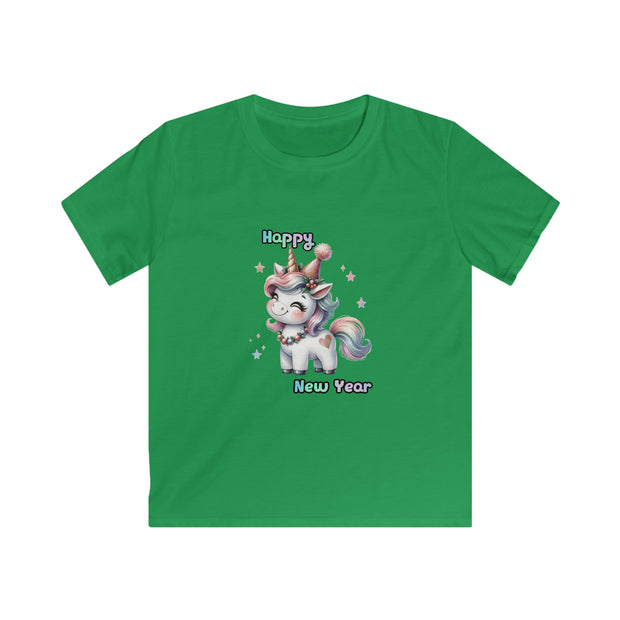New Year Unicorn Kids Softstyle Tee