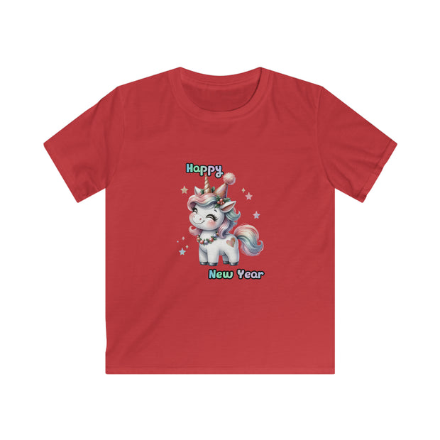 New Year Unicorn Kids Softstyle Tee