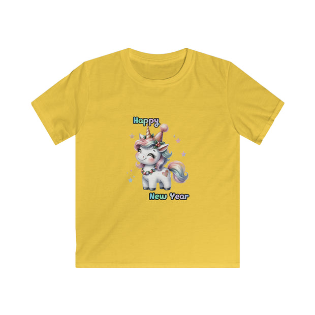 New Year Unicorn Kids Softstyle Tee
