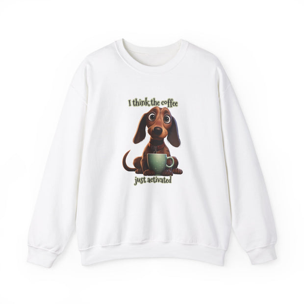 Funny Coffee Dog Unisex Heavy Blend™ Crewneck Sweatshirt