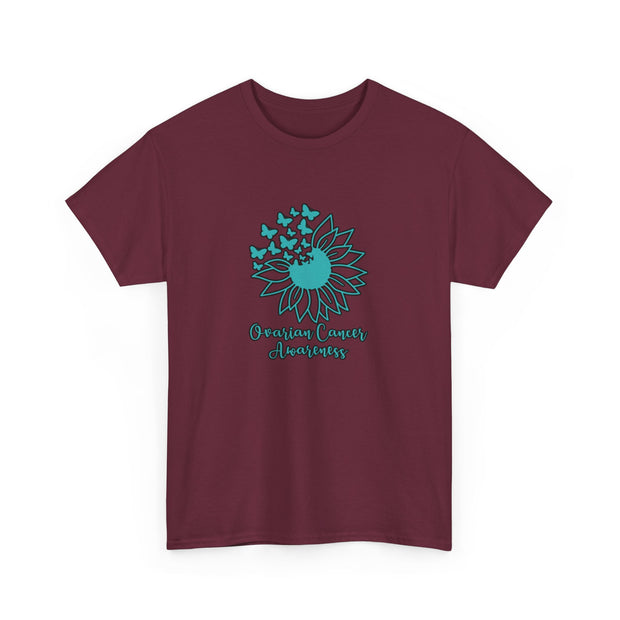 Ovarian Cancer Sunflower Unisex Heavy Cotton Tee