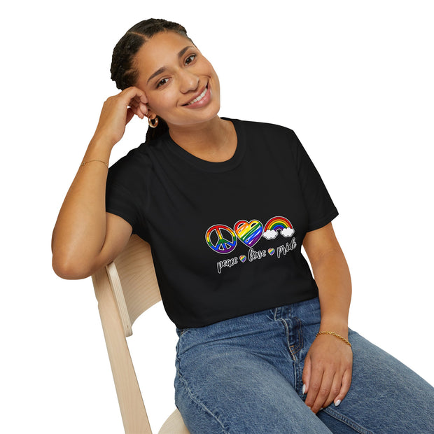 Peace Love and Pride Unisex Softstyle T-Shirt