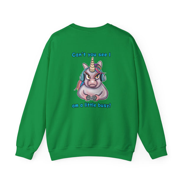 Busy Gaming Unicorn Unisex Heavy Blend™ Crewneck Sweatshirt