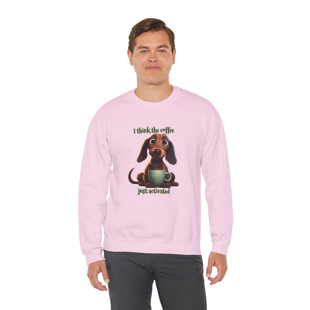 Funny Coffee Dog Unisex Heavy Blend™ Crewneck Sweatshirt