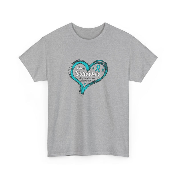 Ovarian Cancer Survivor Unisex Heavy Cotton Tee