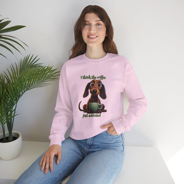 Funny Coffee Dog Unisex Heavy Blend™ Crewneck Sweatshirt