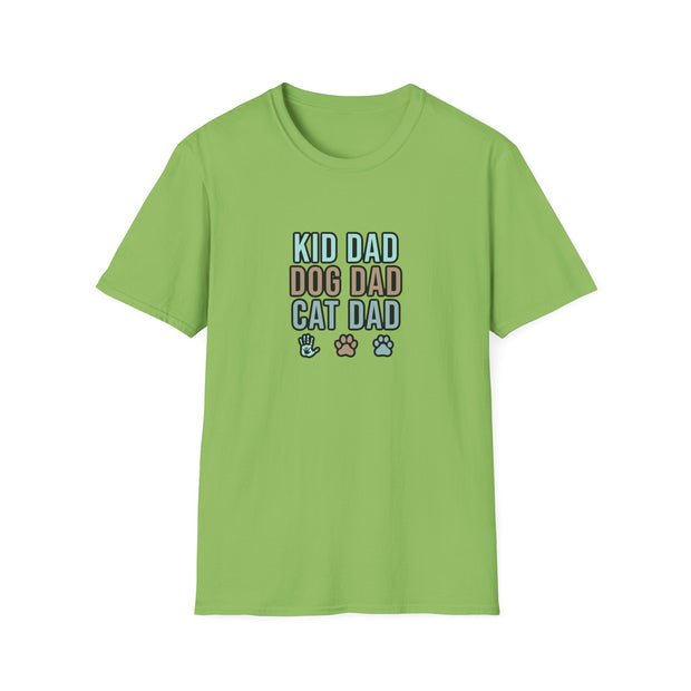 Kid, Dog, Cat Dad Unisex Softstyle T-Shirt