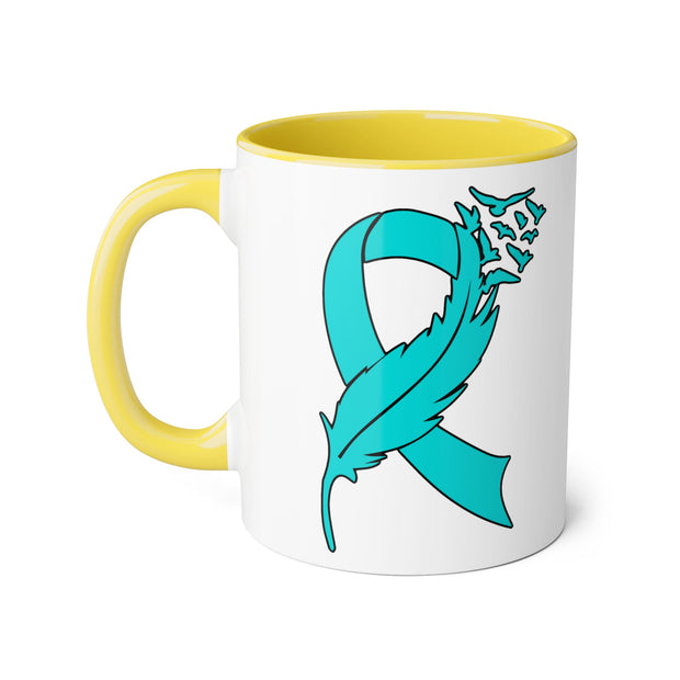Ovarian Cancer Ribbon Accent Mugs, 11oz