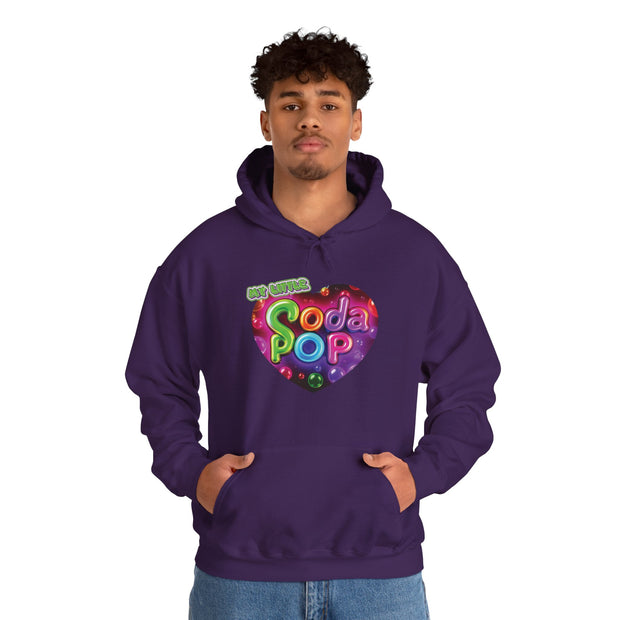 Soda Pop Heart Hoodie - Retro Unisex Sweatshirt for Fun Gatherings, Cozy Nights, Music Festivals, Unique Gifts & Casual Wear