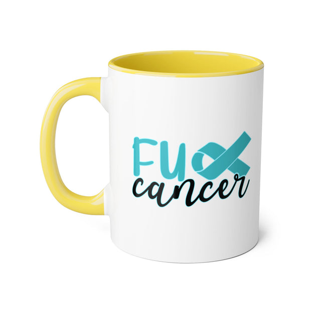 Fuck Cancer Accent Mugs, 11oz