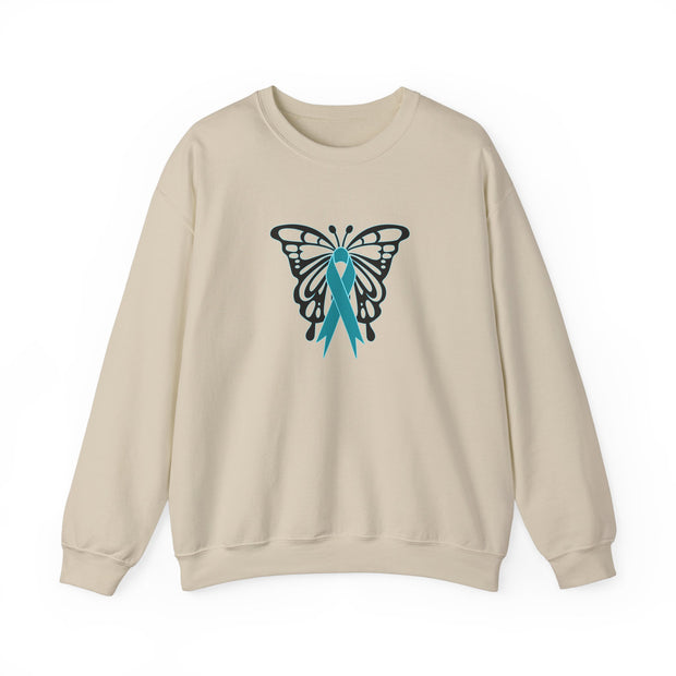 Ovarian Cancer Butterfly Unisex Heavy Blend™ Crewneck Sweatshirt