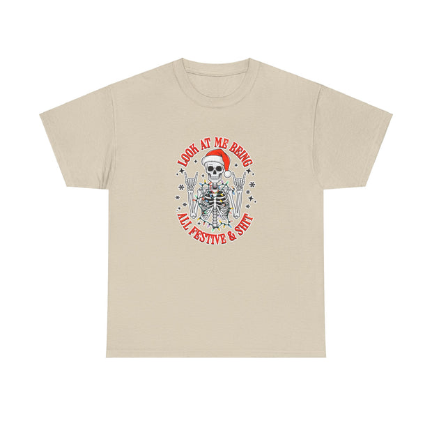 Festive Skeleton Unisex Heavy Cotton Tee