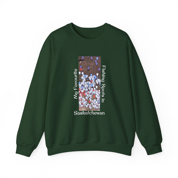 Saskatchewan Fishing Spots Unisex Heavy Blend™ Crewneck Sweatshirt