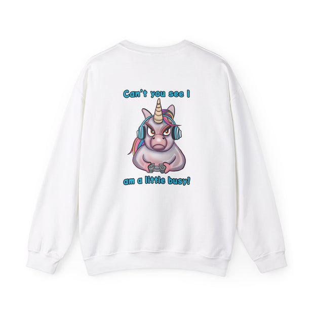 Busy Gaming Unicorn Unisex Heavy Blend™ Crewneck Sweatshirt