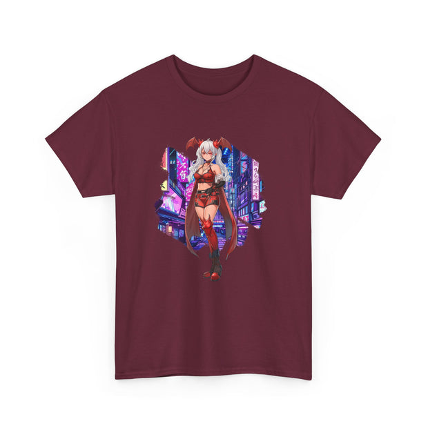 Anime Female Demon Unisex Heavy Cotton Tee