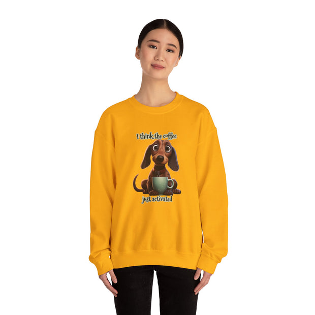 Funny Coffee Dog Unisex Heavy Blend™ Crewneck Sweatshirt