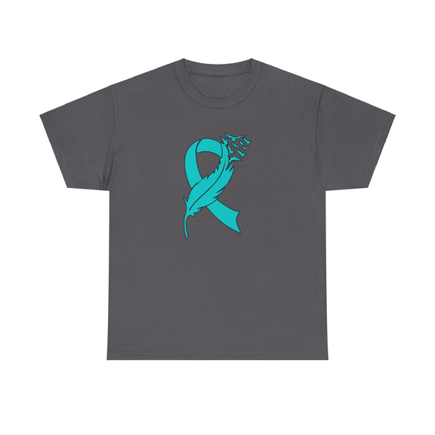 Ovarian Cancer Unisex Heavy Cotton Tee