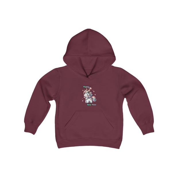New Year Unicorn Youth Heavy Blend Hooded Sweatshirt