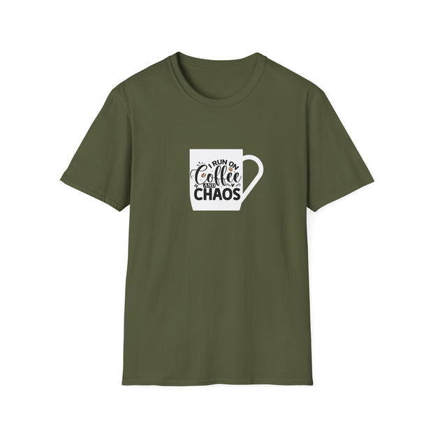 I Run on Coffee and Chaos Unisex Softstyle T-Shirt