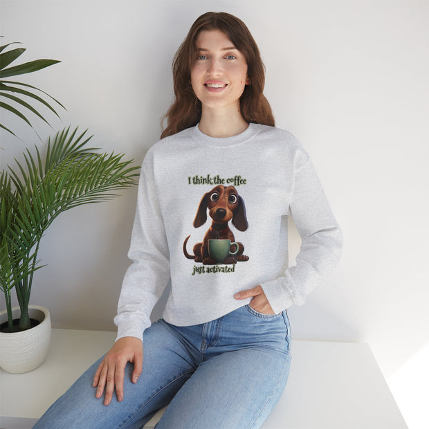 Funny Coffee Dog Unisex Heavy Blend™ Crewneck Sweatshirt