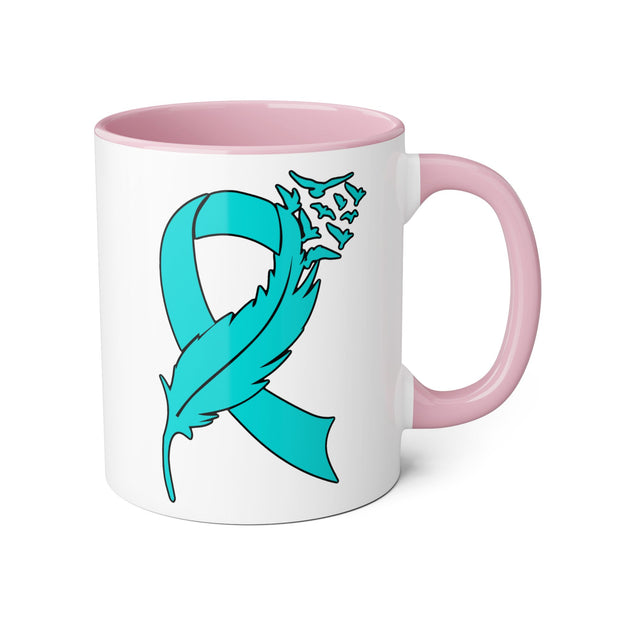 Ovarian Cancer Ribbon Accent Mugs, 11oz