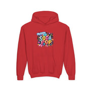 Youth Soda Pop Hooded Sweatshirt, Cute Sweatshirt, Gift for Kids, Fun Hoodie, Colorful Graphic Sweatshirt