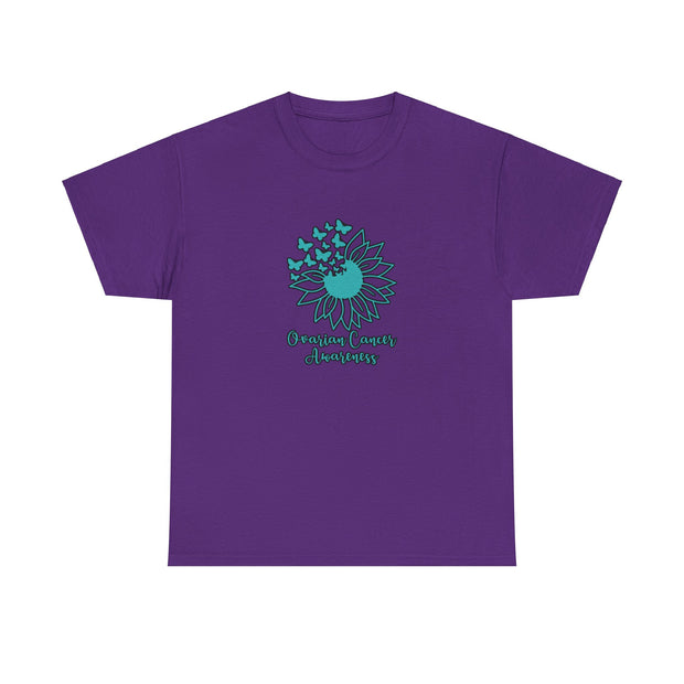 Ovarian Cancer Sunflower Unisex Heavy Cotton Tee