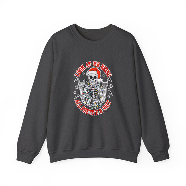 Festive Skeleton Unisex Heavy Blend™ Crewneck Sweatshirt