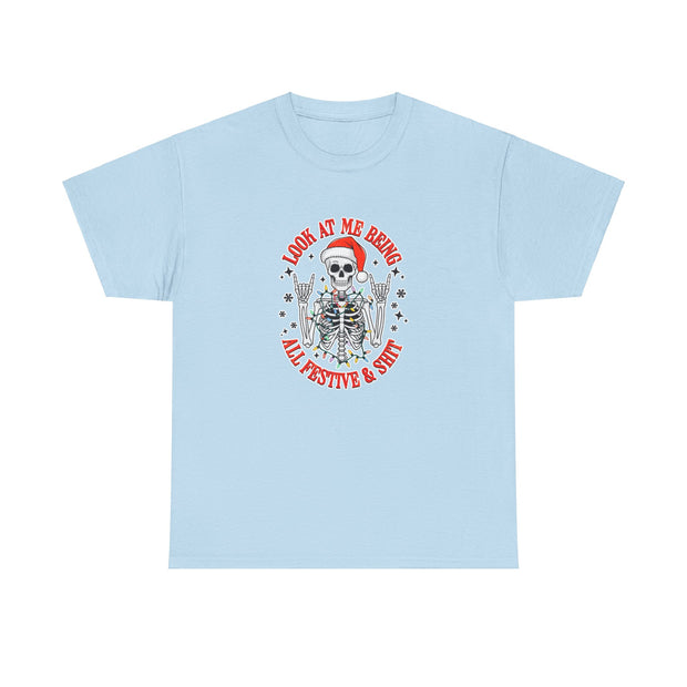 Festive Skeleton Unisex Heavy Cotton Tee