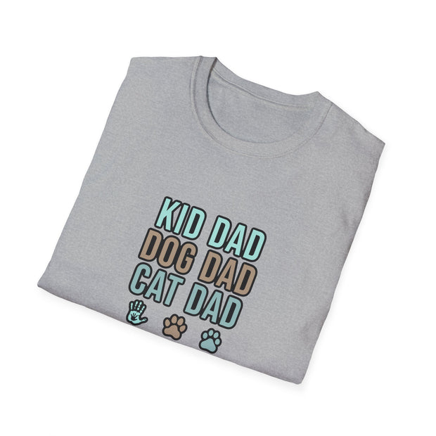 Kid, Dog, Cat Dad Unisex Softstyle T-Shirt