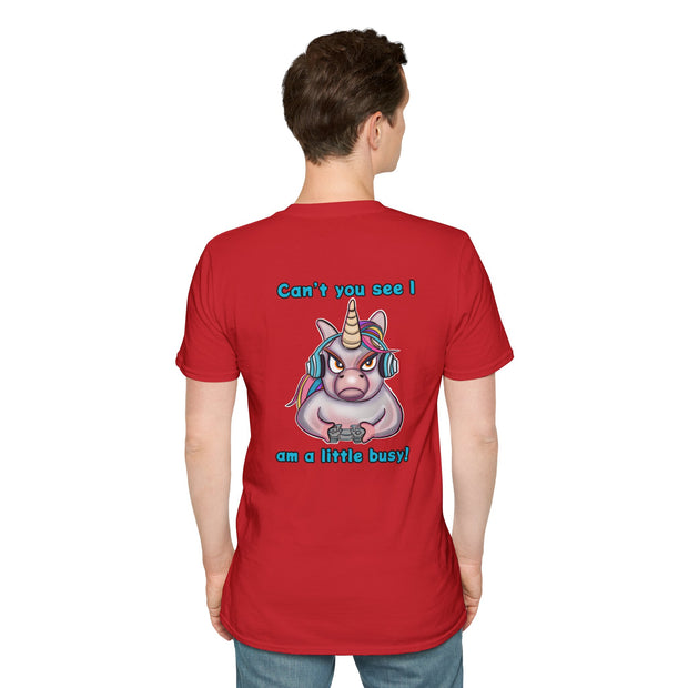 Busy Gaming Unicorn Unisex Softstyle T-Shirt