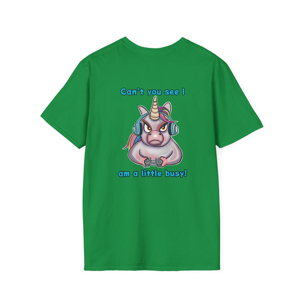 Busy Gaming Unicorn Unisex Softstyle T-Shirt