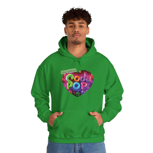 Soda Pop Heart Hoodie - Retro Unisex Sweatshirt for Fun Gatherings, Cozy Nights, Music Festivals, Unique Gifts & Casual Wear